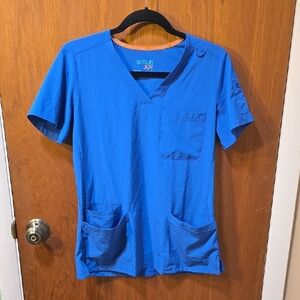 Scrub Joy- wear your happy Blue Scrub Top S
